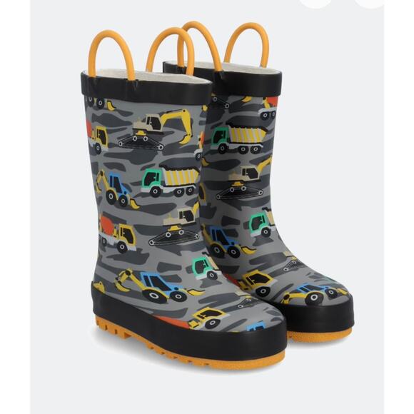 NWT Western Chief Kids Construction Trucks Rain Boot - Gray Toddler Boy Size 10 - Picture 1 of 8